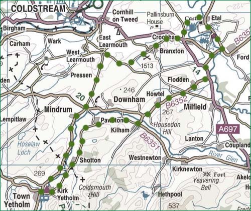 Flodden Field route map